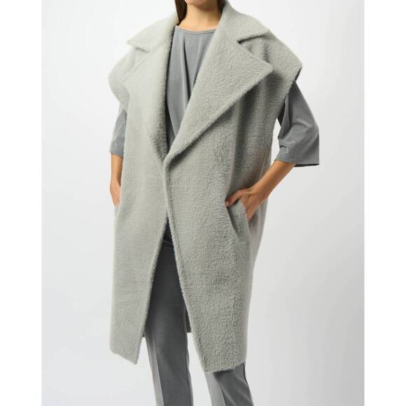 NEW JOSEPH RIBKOFF open front boxy sweater vest in light grey